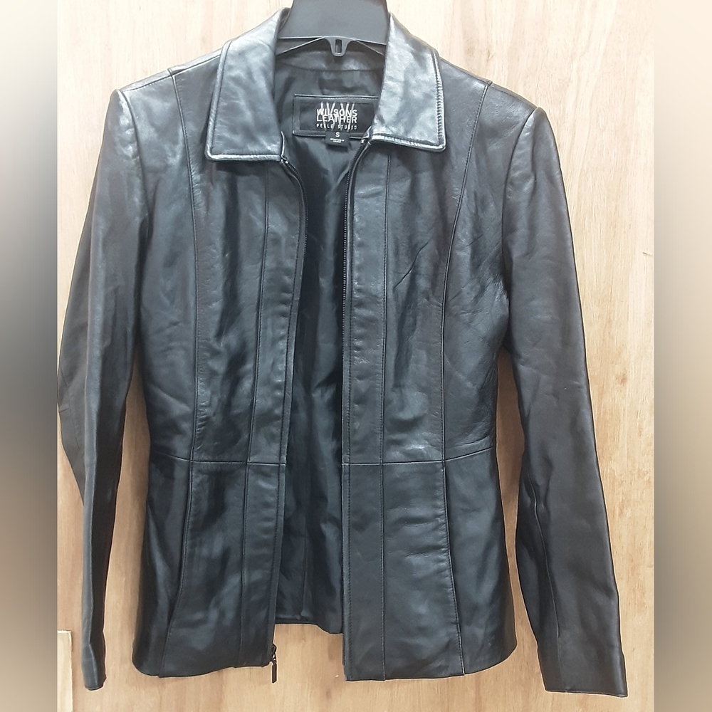 Wilson Leather Pelle Studio Black Leather Jacket. Size S.
